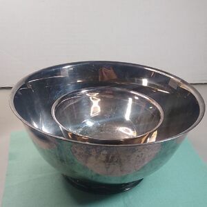 Paul Revere Reproduction Silver Plated Metal Mixing Bowls Set Cottagecore